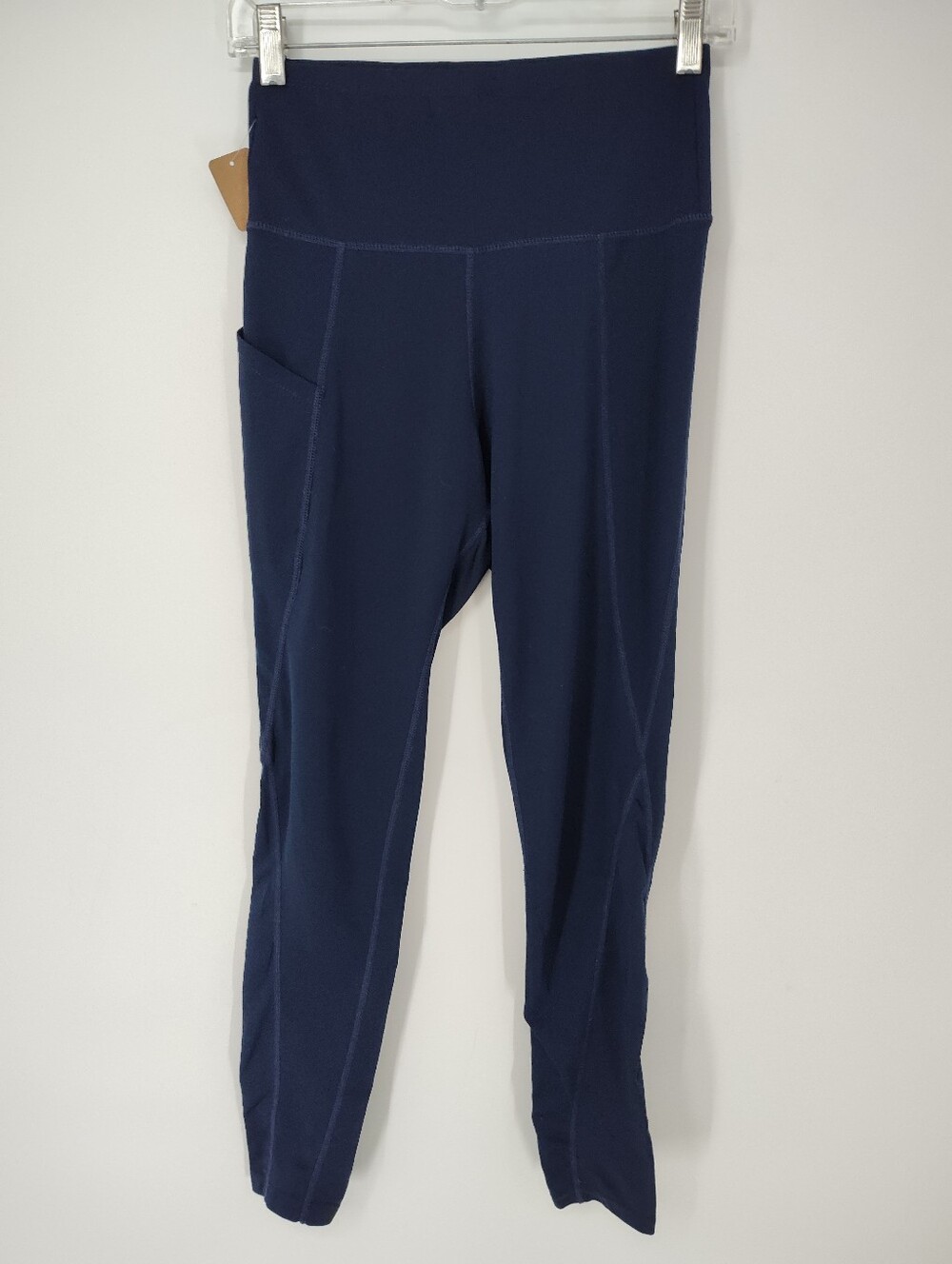 Women's High-Rise Navy Performance Leggings with Side Pocket Size Medium